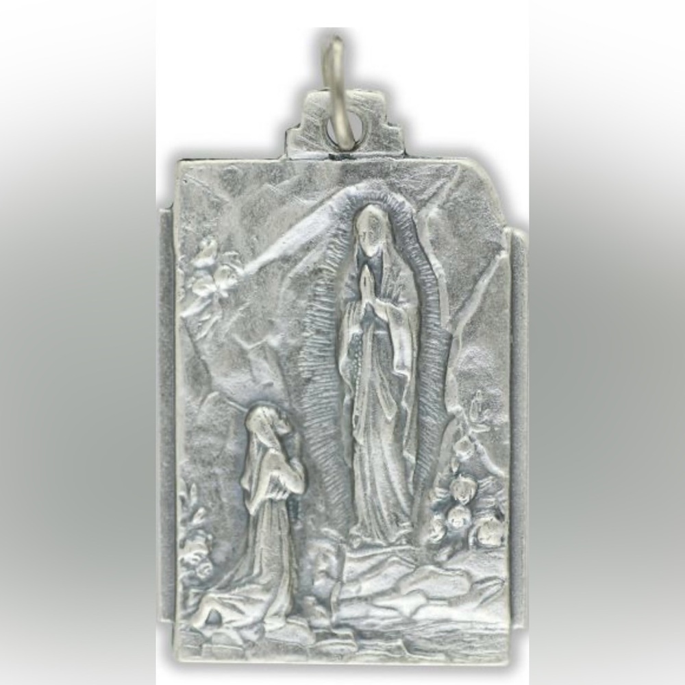Our Lady of Lourdes pendant with two sides